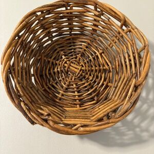 Rustic‎ Woven Rattan Basket Small Round Trinket Dish Bowl Decor Organizer Boho